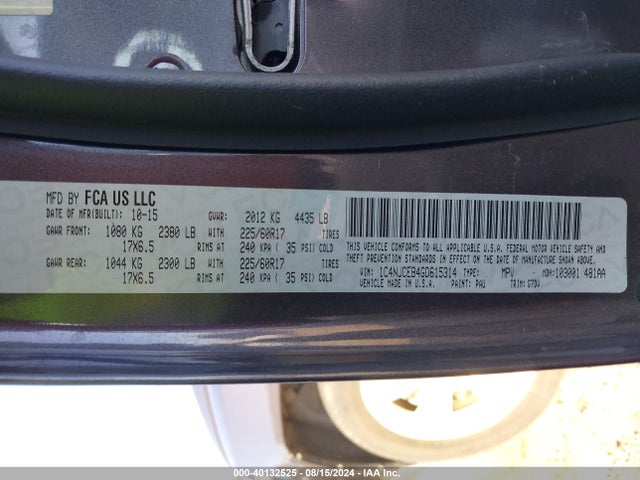 1C4NJCEB4GD615314 Jeep Compass Latitude