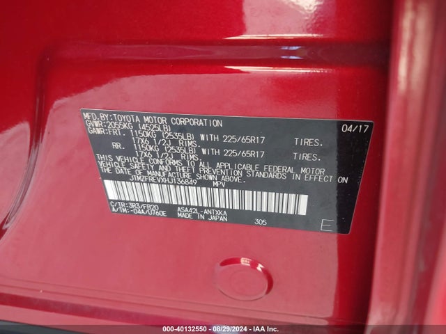 Toyota RAV4 LE 2017 JTMZFREVXHJ136849 Image 9