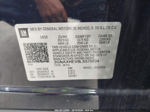 3GNAXHEV8LS575034 Chevrolet Equinox Fwd Ls