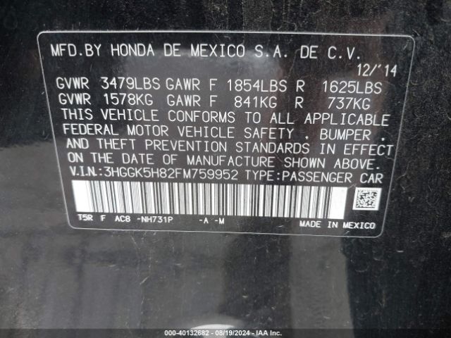 3HGGK5H82FM759952 Honda Fit Ex/ex-l