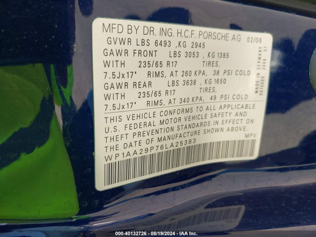 2006 PORSCHE CAYENNE WP1AA29P76LA25383 Photo 8