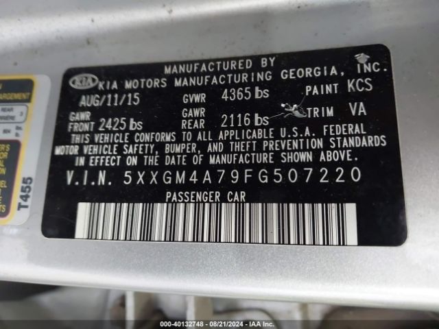 5XXGM4A79FG507220 KIA Optima Lx