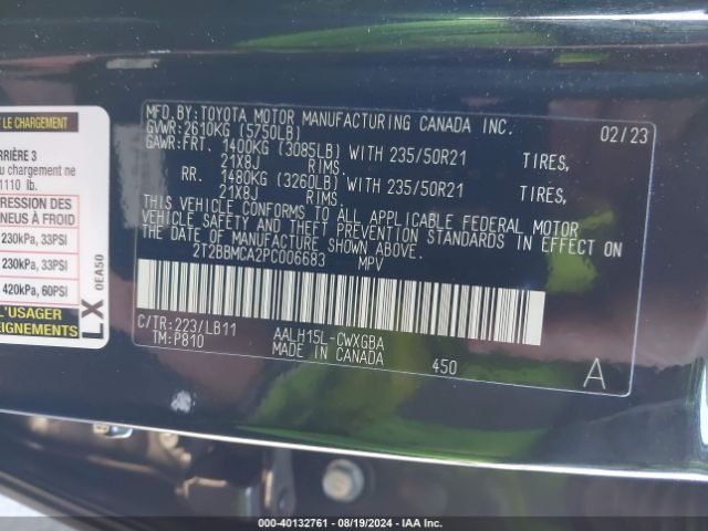 2T2BBMCA2PC006683 Lexus Rx 350h Premium Plus