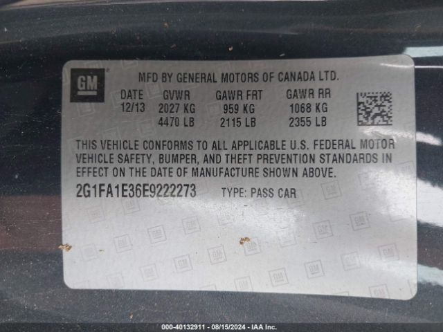 2G1FA1E36E9222273 Chevrolet Camaro 2ls
