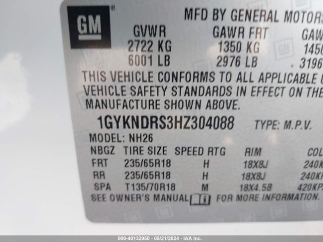 1GYKNDRS3HZ304088 Cadillac XT5 LUXURY