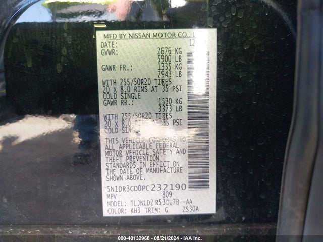 Nissan Pathfinder Sl 4wd 2023 5N1DR3CD0PC232190 Image 9