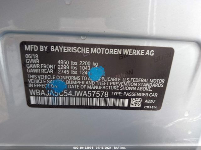 WBAJA5C54JWA57578 BMW 530I
