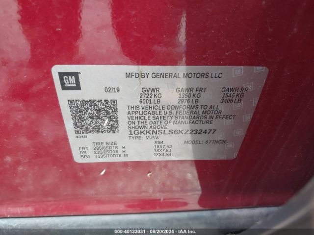 1GKKNSLS6KZ232477 GMC Acadia Sle-2