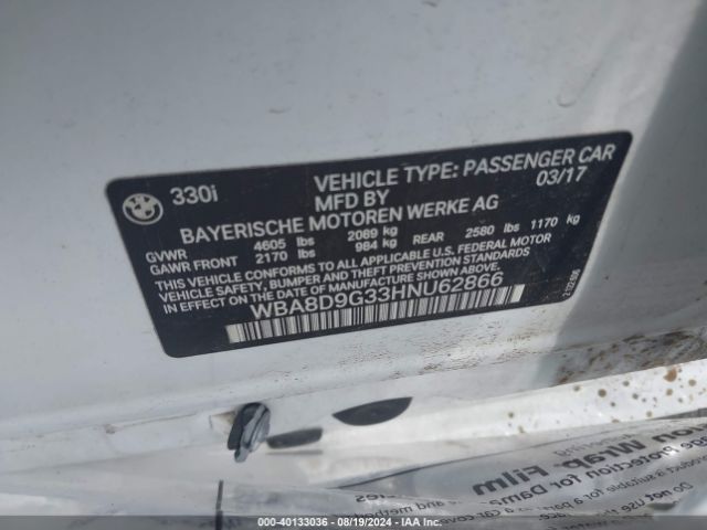 WBA8D9G33HNU62866 BMW 330i Xdrive