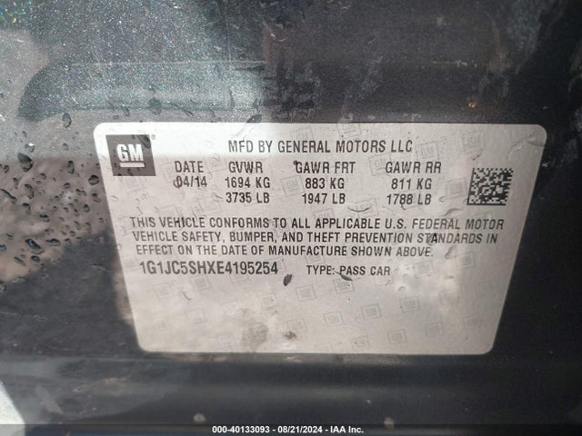 1G1JC5SHXE4195254 Chevrolet Sonic Lt Auto