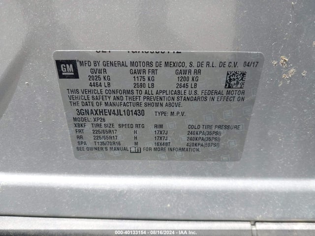 Chevrolet EQUINOX LS 2018 3GNAXHEV4JL101430 Image 9