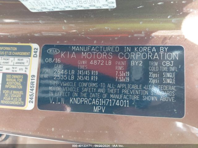 KNDPRCA61H7174011 KIA Sportage Sx Turbo