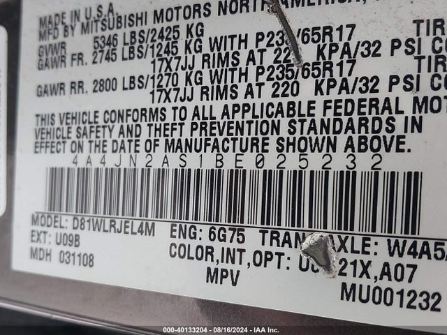 2011 MITSUBISHI ENDEAVOR 4A4JN2AS1BE025232 Photo 8