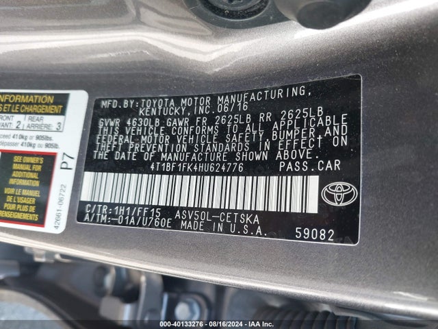 Toyota CAMRY SE 2017 4T1BF1FK4HU624776 Image 9