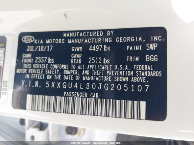 5XXGU4L30JG205107 KIA OPTIMA EX
