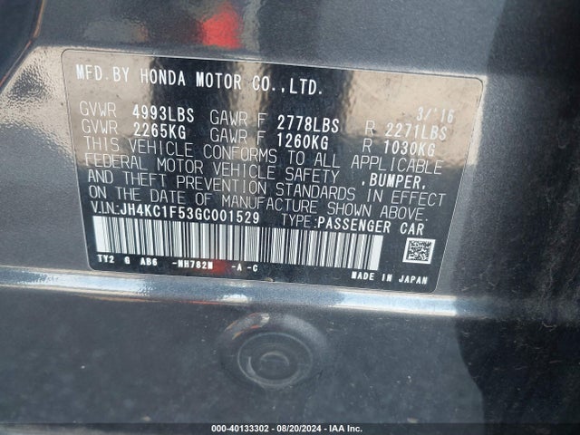 Acura Rlx Technology Package 2016 JH4KC1F53GC001529 Image 9