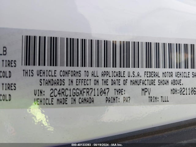 2C4RC1GGXFR711047 Chrysler Town & Country Limited Platinum