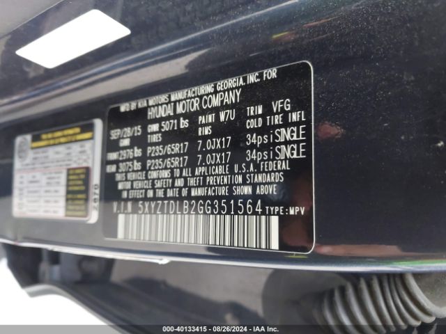 5XYZTDLB2GG351564 Hyundai Santa Fe Sport 2.4l