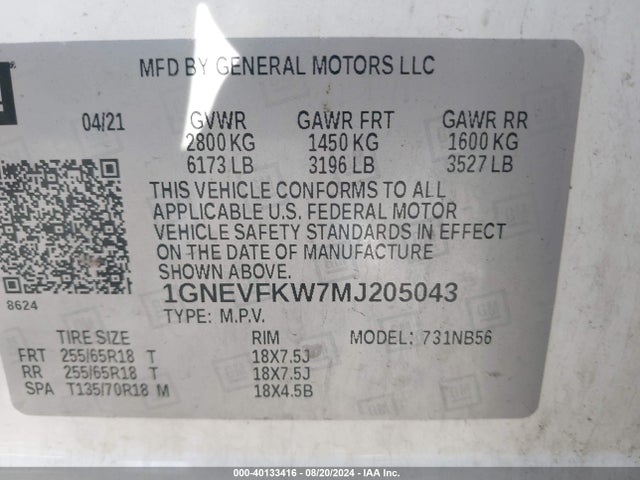 Chevrolet Traverse Awd Ls 2021 1GNEVFKW7MJ205043 Image 9
