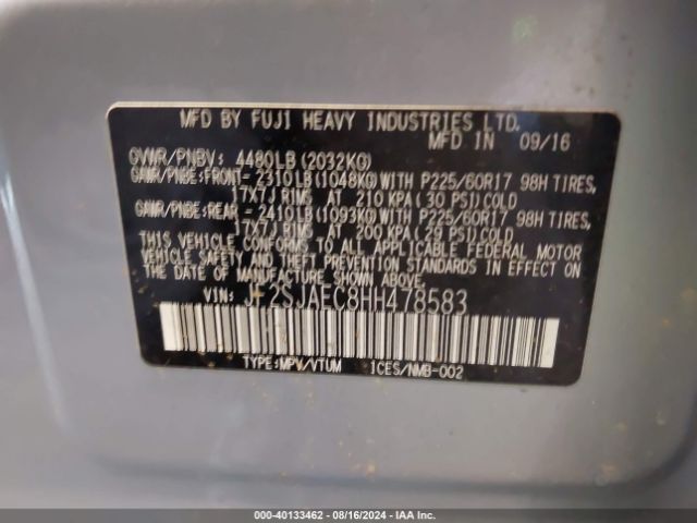 JF2SJAEC8HH478583 Subaru Forester 2.5i Premium