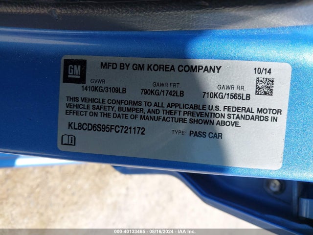 Chevrolet Spark 1lt Cvt 2015 KL8CD6S95FC721172 Image 9
