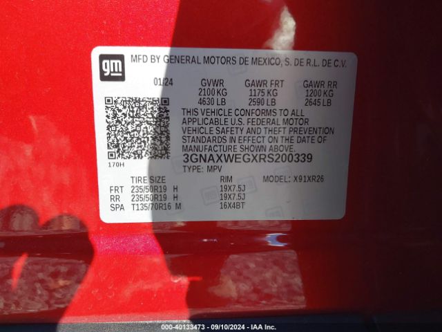 3GNAXWEGXRS200339 Chevrolet Equinox Awd Rs