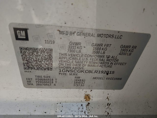 Chevrolet Suburban 2wd Ls 2020 1GNSCGKC6LR192015 Image 9