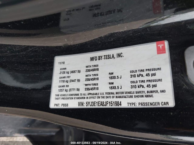 2018 TESLA MODEL 3 5YJ3E1EA8JF151984 Photo 8