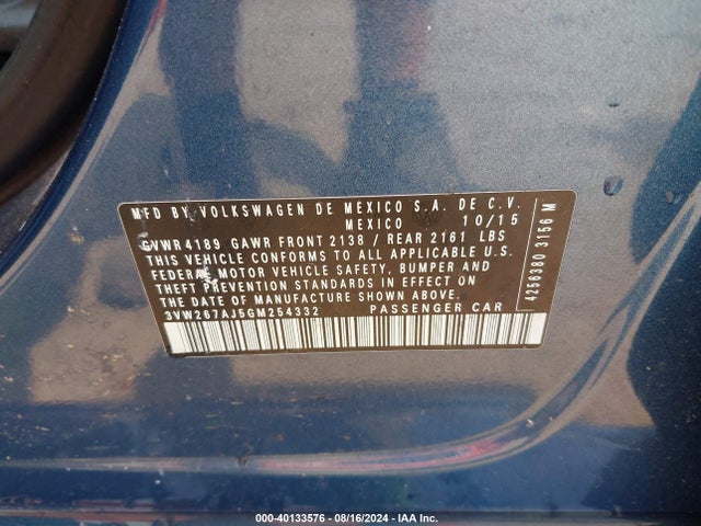 3VW267AJ5GM254332 Volkswagen Jetta 1.4t S