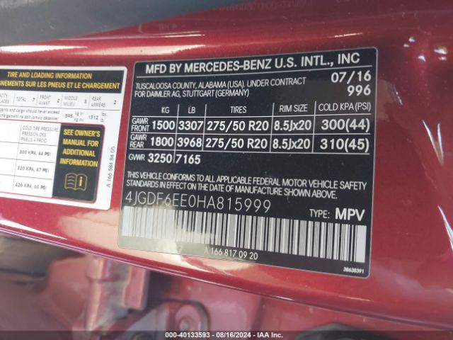 4JGDF6EE0HA815999 Mercedes-Benz Gls 450 4matic