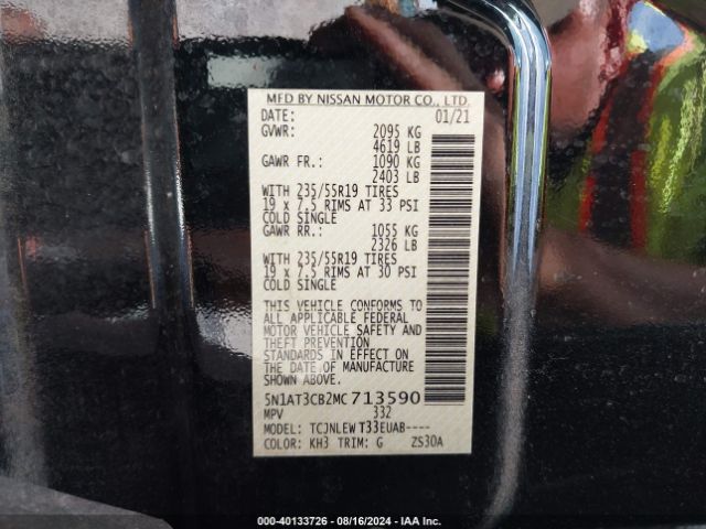 5N1AT3CB2MC713590 Nissan Rogue Sl Intelligent Awd