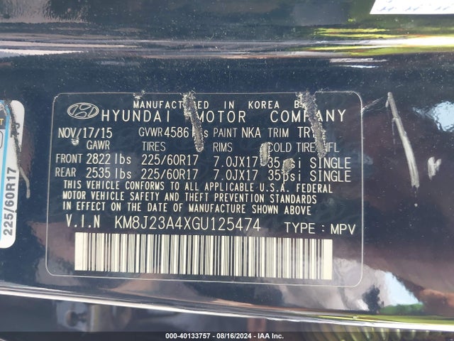 Hyundai TUCSON SE 2016 KM8J23A4XGU125474 Image 9