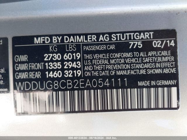 WDDUG8CB2EA054111 Mercedes-Benz S 550