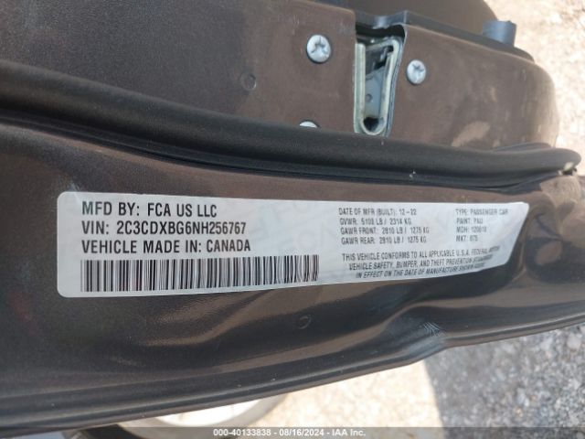 2C3CDXBG6NH256767 Dodge Charger Sxt Rwd