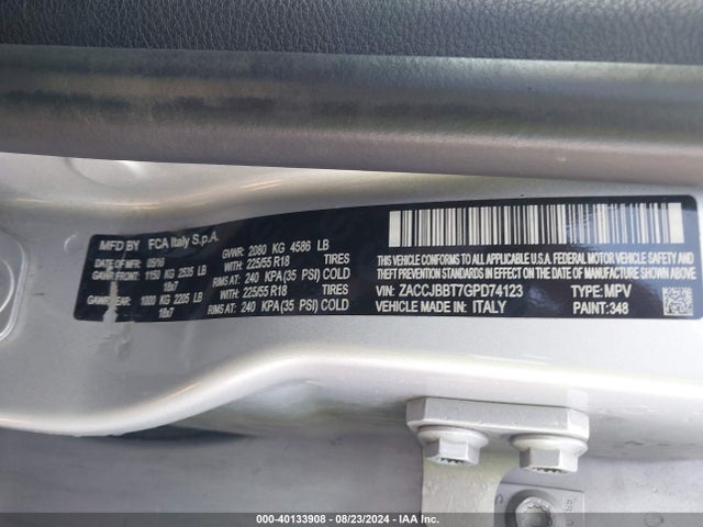 ZACCJBBT7GPD74123 Jeep Renegade Latitude