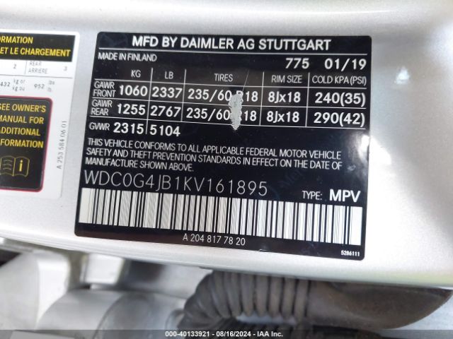 WDC0G4JB1KV161895 Mercedes-Benz GLC 300
