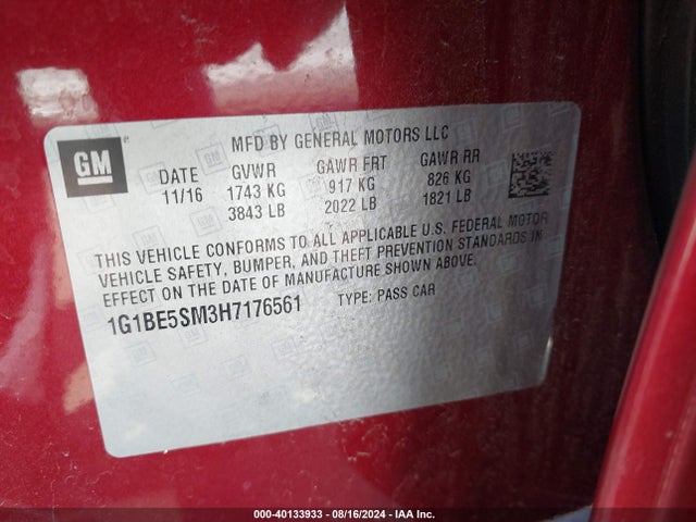 Chevrolet Cruze Lt Auto 2017 1G1BE5SM3H7176561 Image 9