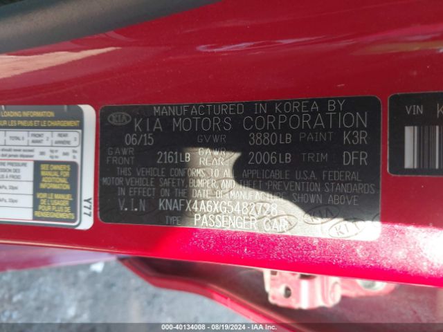 KNAFX4A6XG5482728 KIA FORTE LX