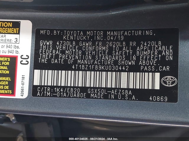 Toyota Avalon Touring 2019 4T1BZ1FB9KU030442 Image 9