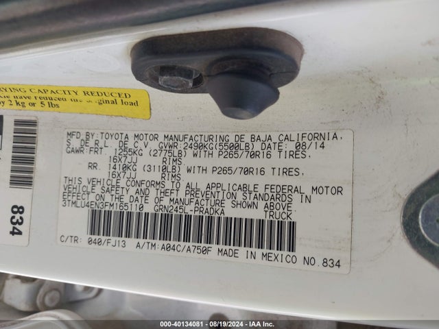 Toyota Tacoma Base V6 2015 3TMLU4EN3FM165110 Image 9