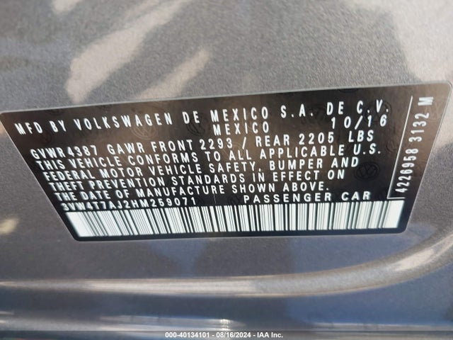 3VW4T7AJ2HM259071 Volkswagen JETTA GLI