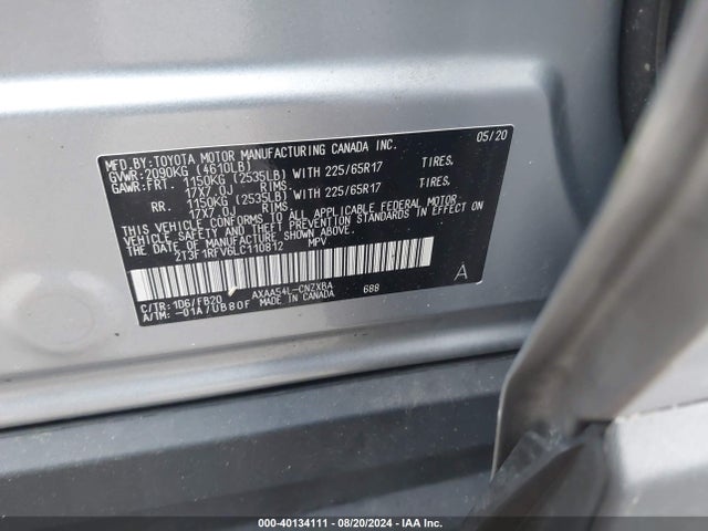 Toyota RAV4 LE 2020 2T3F1RFV6LC110812 Image 9
