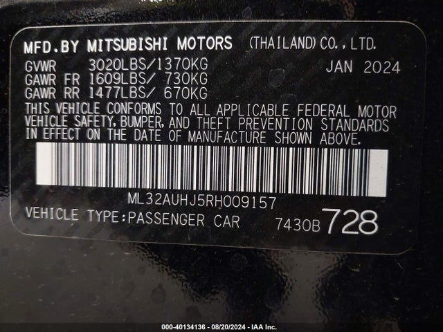2024 MITSUBISHI MIRAGE ML32AUHJ5RH009157 Photo 8