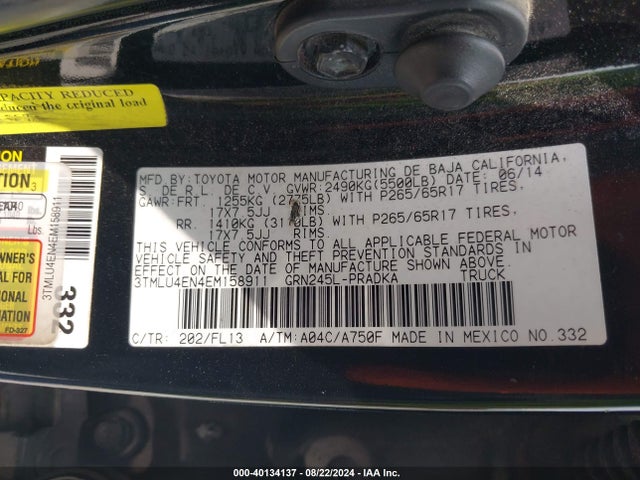 Toyota Tacoma Base V6 2014 3TMLU4EN4EM158911 Image 9