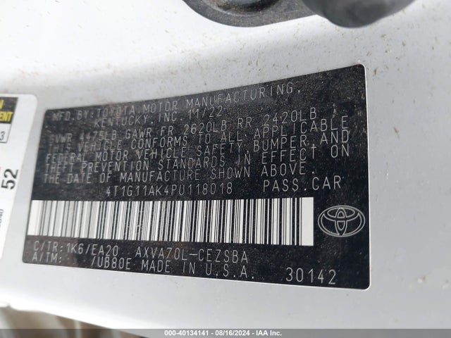 Toyota CAMRY SE 2023 4T1G11AK4PU118018 Image 9