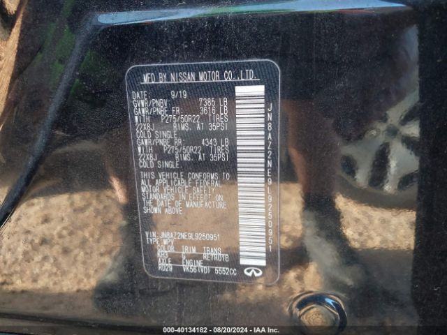 JN8AZ2NE9L9250951 Infiniti Qx80 Luxe Awd