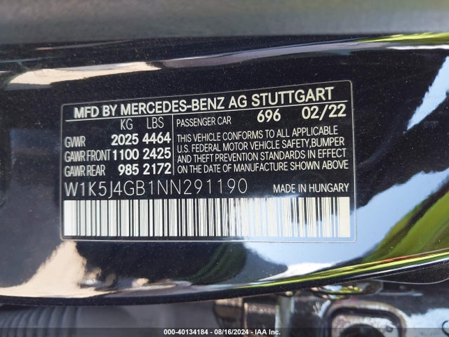 W1K5J4GB1NN291190 Mercedes-Benz Cla 250 Coupe