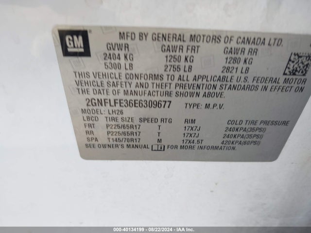 Chevrolet EQUINOX 1LT 2014 2GNFLFE36E6309677 Image 9