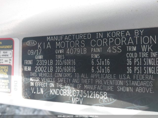 KNDCB3LC7J5121658 KIA NIRO FE