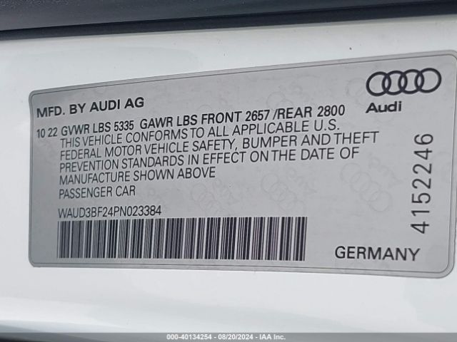 WAUD3BF24PN023384 Audi A6 Premium 45 Tfsi Quattro S Tronic
